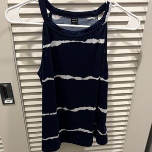 SHEIN Navy and White Wave Stripe Tank Top